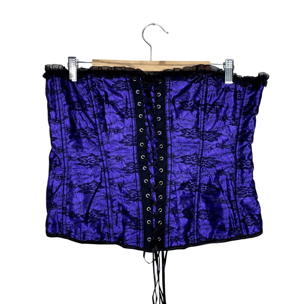 Goth‎ Cosplay Costume Purple Black Victorain Vamp Whimsigoth Overbust Corset 3X